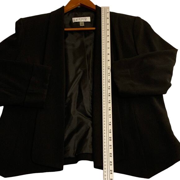 Kasper Womens Cardigan Stretch Crepe Flyaway Jacket Open Front 3/4 Sleeve Sz. 12 - Picture 7 of 12